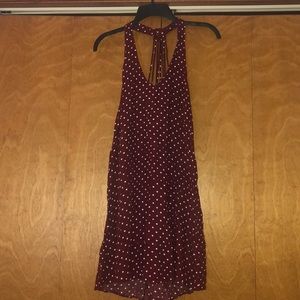 Maroon and White Polka Doted Summer Dress